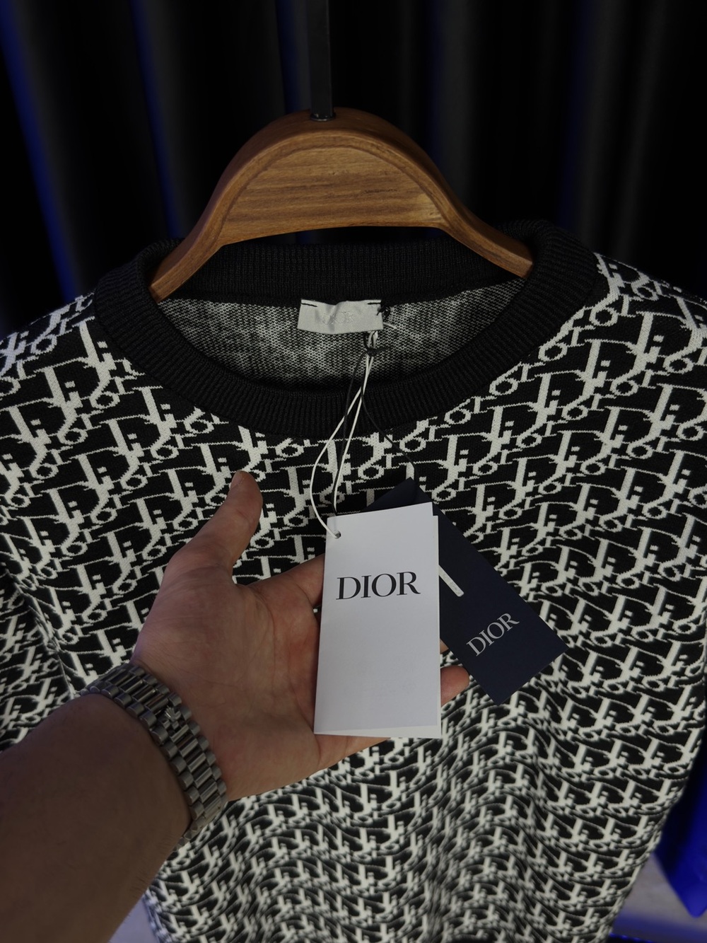 Dior Black & White Monogram Knit Crewneck